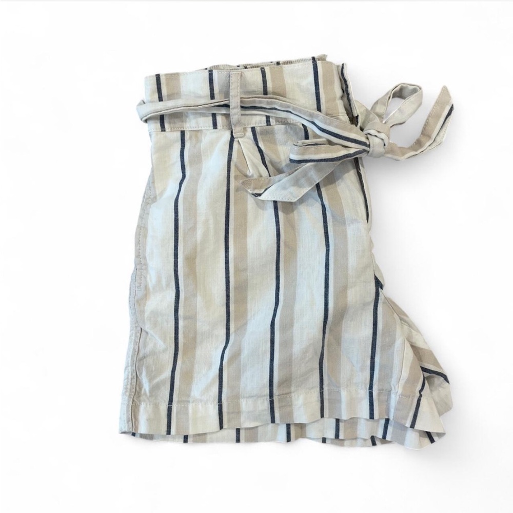 LOFT Black and Cream Striped Shorts